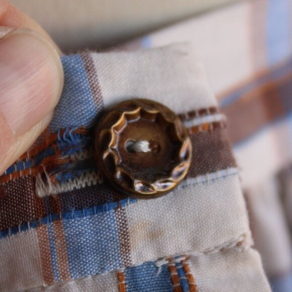 Vintage 1960s 1970s Skirt, Plaid Blue and Brown Check Tartan Full Circle Skirt - Picture 9 of 10